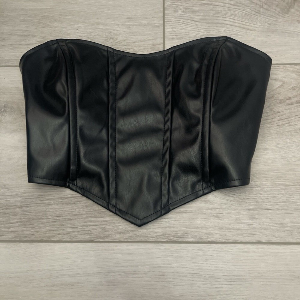 Black Leather Corset Top